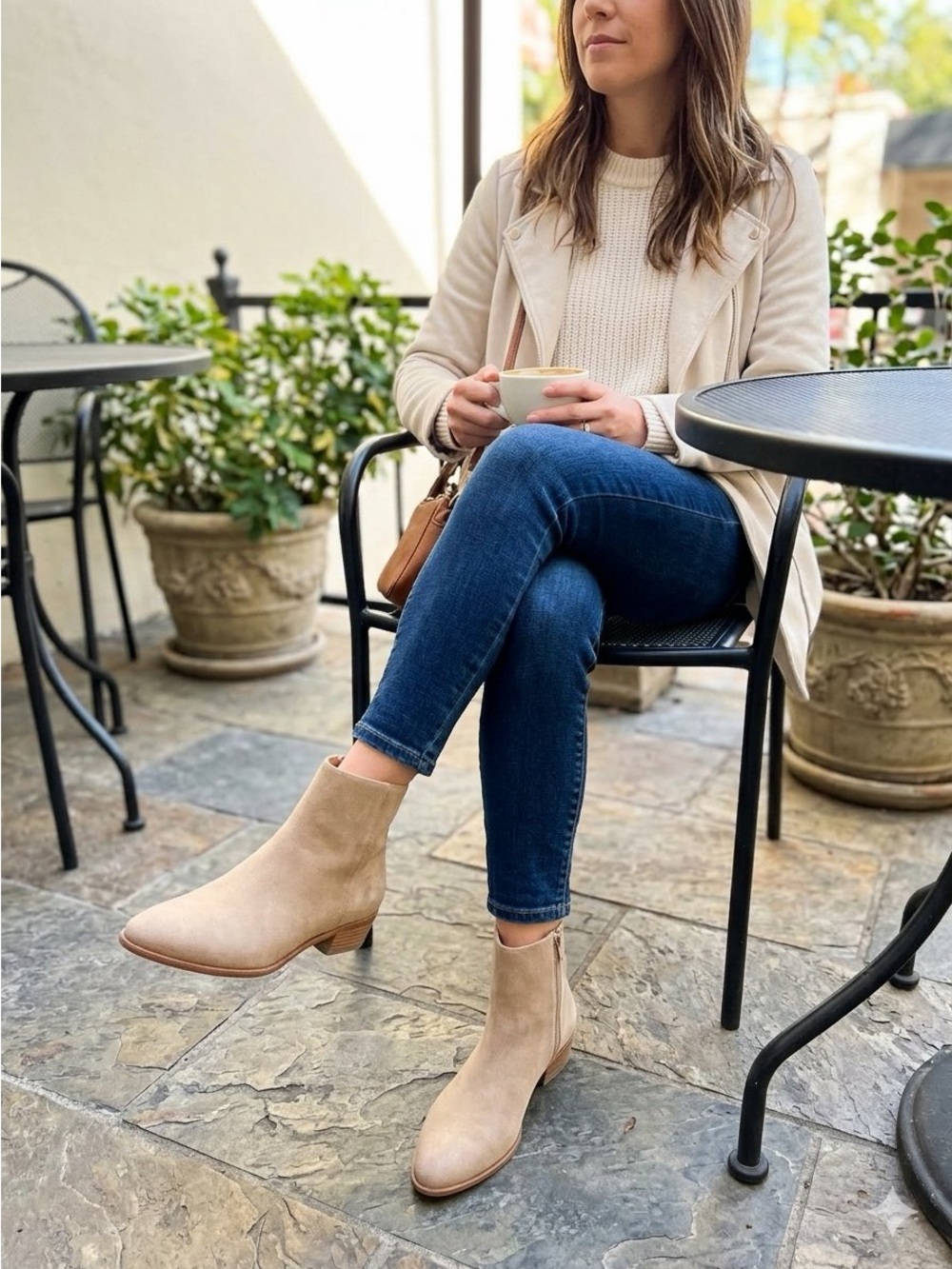 Lucky Brand Light Beige Suede Ankle Booties